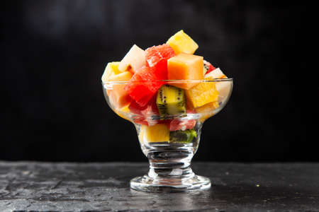 Fruit cube on white backgroundの写真素材