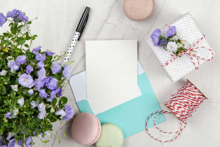 Writing a postcardの写真素材
