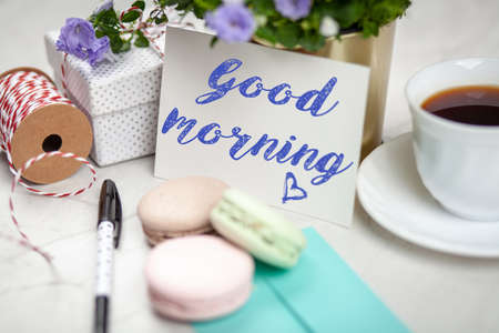 Good Morning postcardの写真素材