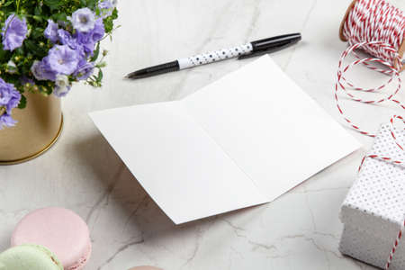 Writing a postcardの写真素材