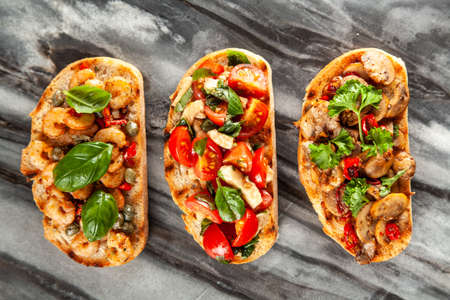 Traditional Italian bruschettasの写真素材