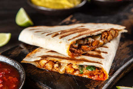 Chicken quesadillas with paprika and cheeseの写真素材