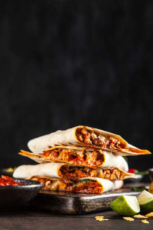 Chicken quesadillas with paprika and cheeseの写真素材