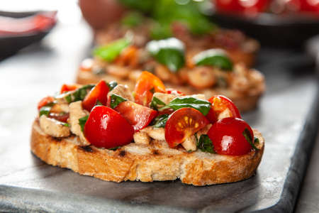 Traditional Italian bruschettasの写真素材