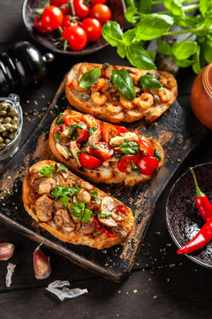 Traditional Italian bruschettasの写真素材
