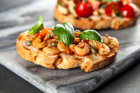 Traditional Italian bruschettasの写真素材
