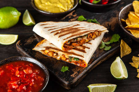 Chicken quesadillas with paprika and cheeseの写真素材