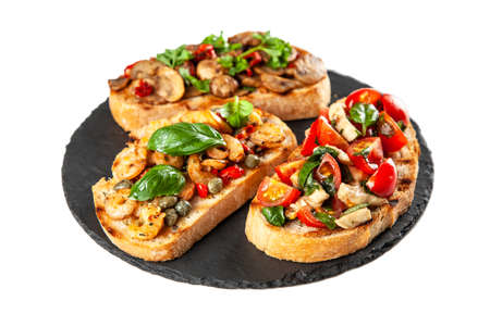Traditional Italian bruschettasの写真素材