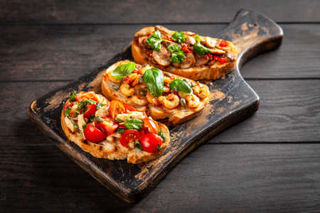 Traditional Italian bruschettasの写真素材