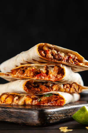 Chicken quesadillas with paprika and cheeseの写真素材