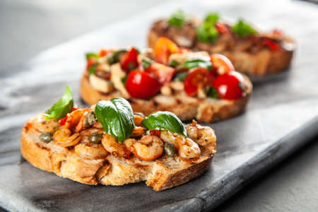 Traditional Italian bruschettasの写真素材