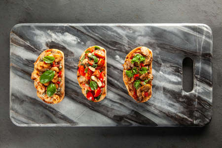Traditional Italian bruschettasの写真素材