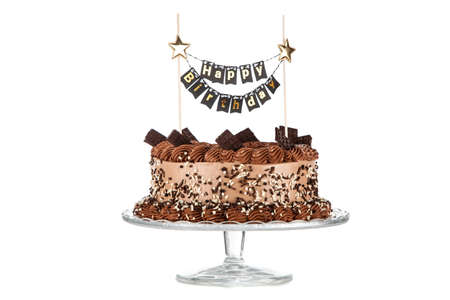 Chocolate cake on dark backgroundの写真素材