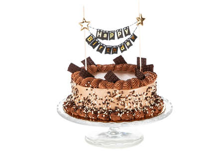 Chocolate cake on dark backgroundの写真素材