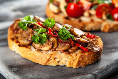 Traditional Italian bruschettasの写真素材