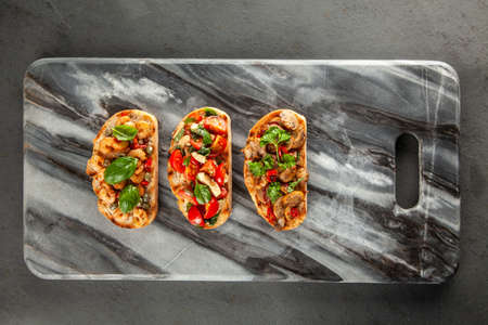 Traditional Italian bruschettasの写真素材