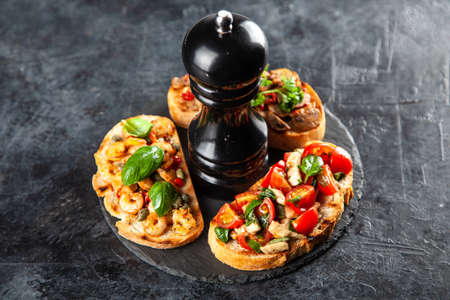 Traditional Italian bruschettasの写真素材