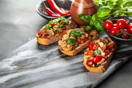 Assortment of traditional Italian bruschettas