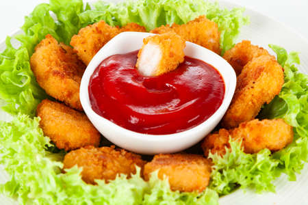 Crispy chicken nuggetsの写真素材