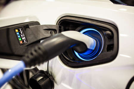 Electric car charging socketの写真素材