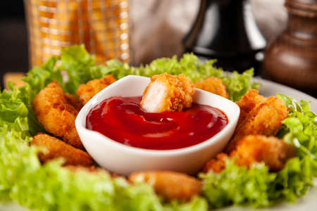 Crispy chicken nuggetsの写真素材