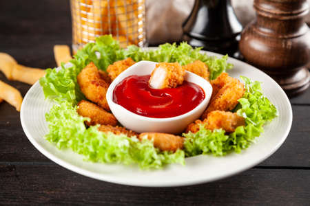 Crispy chicken nuggetsの写真素材