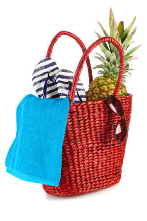 Red beach bagの写真素材