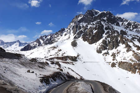 Landscape of the firn mountain and highroad in chile.の写真素材