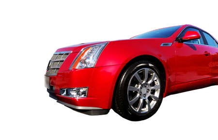 A red luxury car isolated on white.の写真素材