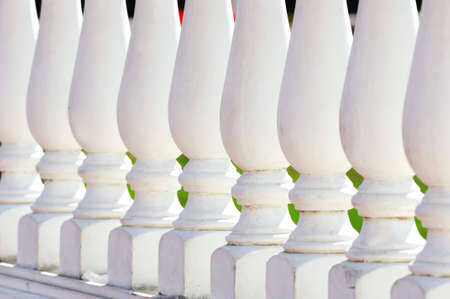 Closeup of stone balustrade in whiteの写真素材