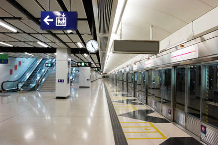 An empty subway station in Hongkong.の写真素材