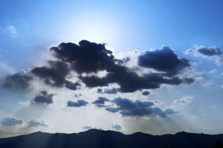 Storm clouds over the mountain.の写真素材
