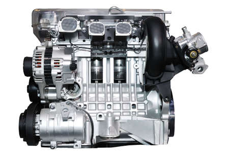 engine of modern car with lots of details.