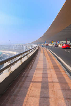 longer bridge approach in beijing airfieldの写真素材