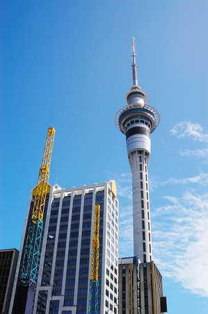 high building in blue sky.の写真素材