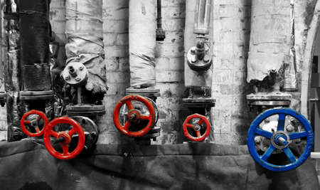 pipeline and valves in factoryの写真素材