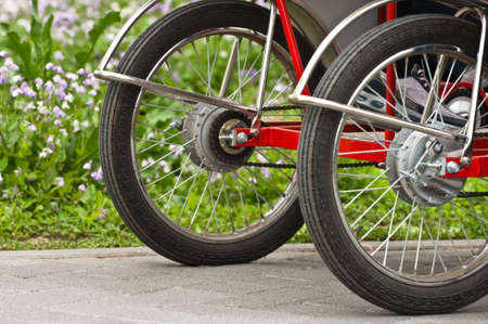 two wheel of pedicab in parkの写真素材