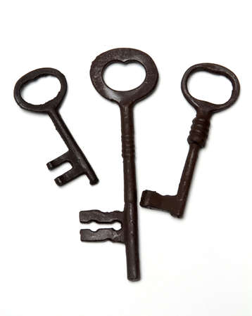 Three Old Rustic Metal Keysの写真素材