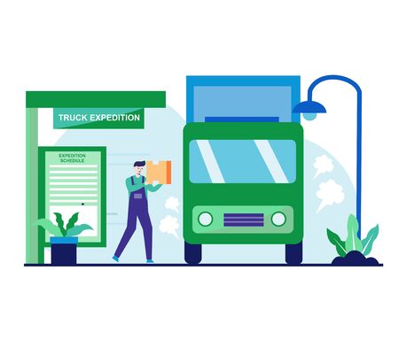 truck expedition in flat designのイラスト素材