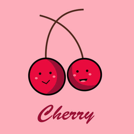 cute cherry icon in flat designのイラスト素材