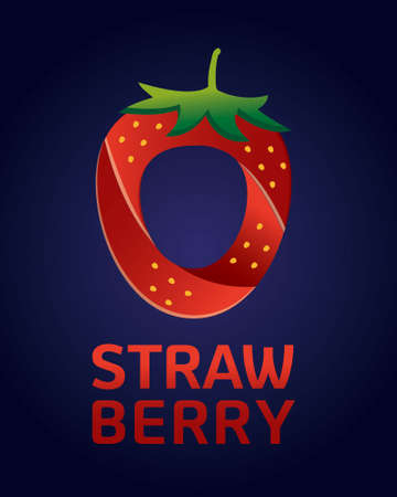 illustration of strawberry logoのイラスト素材