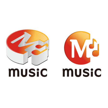 illustration of music 3d and 2d design logoのイラスト素材
