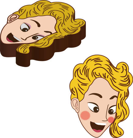 Girl 2D face,3dのイラスト素材