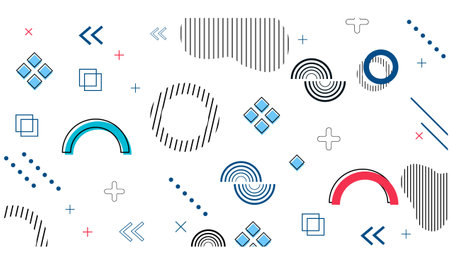 Geometric background gradation green wave line memphis style designのイラスト素材