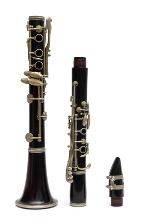 clarinet in three pieces over whiteの写真素材