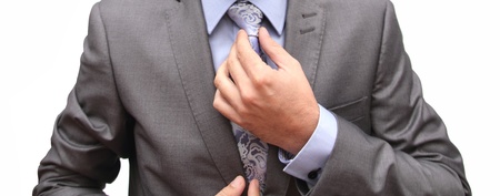 closeup of a man getting prepared for somthing importantの写真素材