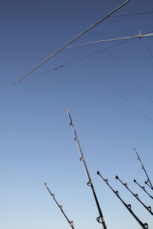 fishing equipment over a blue skyの写真素材
