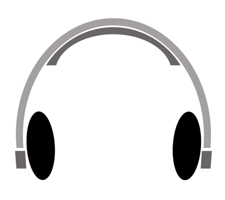 bitman illustration of grey and black headphonesの写真素材