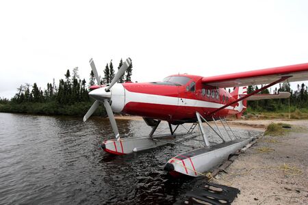 closeup of a red water plane のeditorial素材