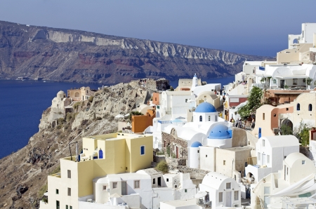 landscape of the city of oia on santorini island greeceの写真素材
